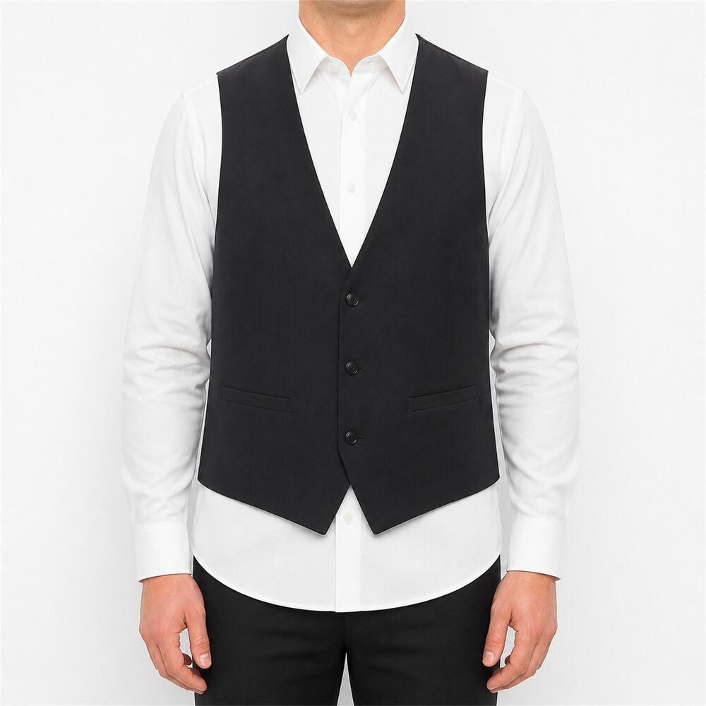 Vintage Givenchy Vest Waistcoat Mens Large Black Adjustable Back Button V-Neck